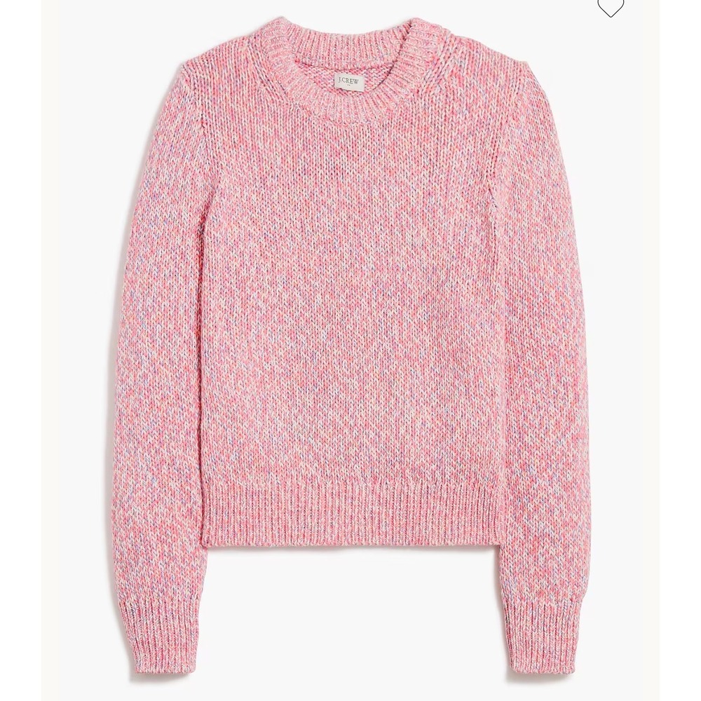 NWT J.Crew Marled Knit Cotton Sweater M •Soft Girl Coquette Pastel Confetti Crop